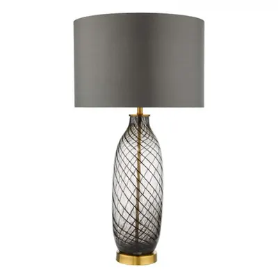 Veioza Zeya Table Lamp Smoked/Clear Glass Aged Brass With Shade