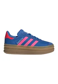 Pantofi sport flatform cu garnituri din piele intoarsa Gazelle Bold - Albastru royal/Roz