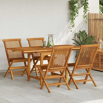 vidaXL Set mobilier grădină, 5 piese, lemn masiv de tec
