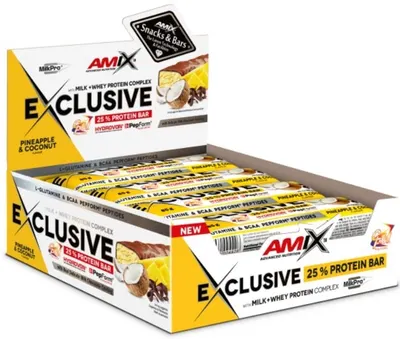 Exclusive Protein Bar, ananas și cocos, 12 buc, Amix