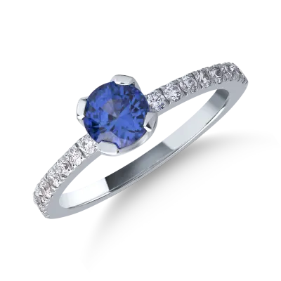 Inel din aur alb cu safir de 1.02ct si diamante de 0.29ct