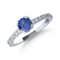 Inel din aur alb cu safir de 1.02ct si diamante de 0.29ct