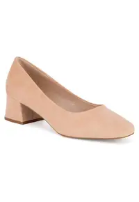 Pantofi dama - bej - material textil - toc clasic -