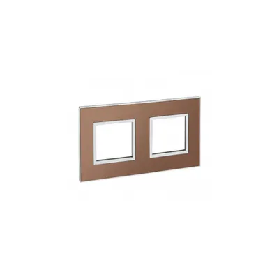 French and German standard plate versiune patrata 2x2 module - brushed metal pink champagne
