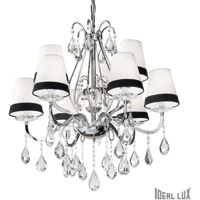 candelabru Domus, 9 becuri, dulie E14, D:750 mm, H:800/1650 mm, Alb