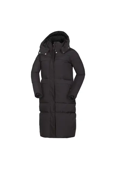 Women's insulated long sports jacket EVELYNN - Negru