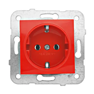 Insert priză 16A, roşu, cleme elastice