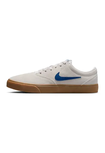 Pantofi sport Charge low-cut din piele intoarsa - Alb fildes/Albastru petrol