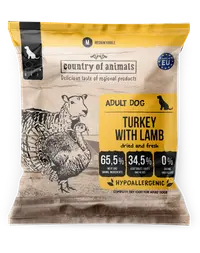COUNTRY OF ANIMALS Turkey with Lamb M 50g curcan și miel, hrană uscată câini