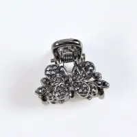 Cleste par metalic negru cu strasuri, design fluture elegant