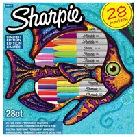 Marker permanent 0.9mm varf rotund, 28culori/set Fish, Sharpie