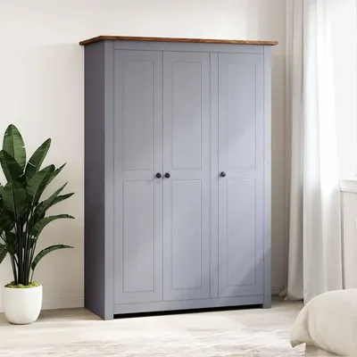 vidaXL Șifonier cu 3 uși, gri, 118 x 50 x 171,5 cm, pin gama Panama