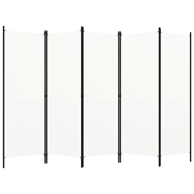 vidaXL Paravan de cameră cu 5 panouri, alb, 250 x 180 cm