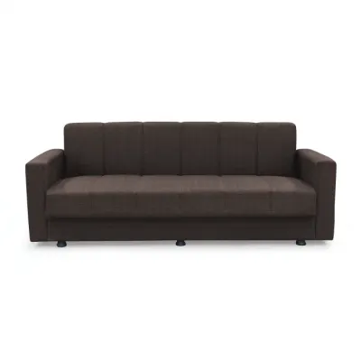Canapea extensibila MARBELLA ONE, 3 locuri, cu arcuri si lada depozitare, maro inchis, 214x73x80 cm