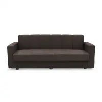 Canapea extensibila MARBELLA ONE, 3 locuri, cu arcuri si lada depozitare, maro inchis, 214x73x80 cm