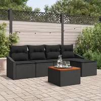Gossi set de canapea de gradina 6 piese cu perne negru poliratan acacia