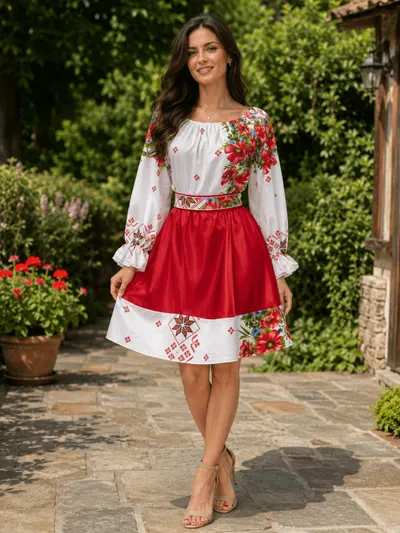 Rochie Traditionala stilizata cu maci 22