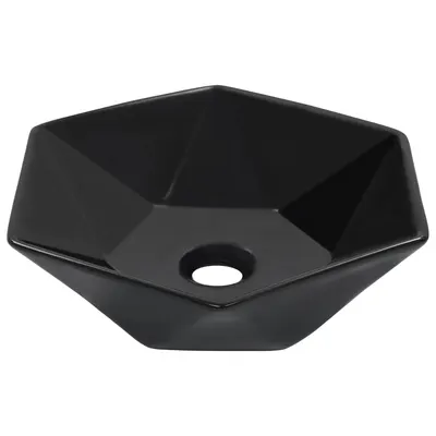 vidaXL Chiuvetă de baie, negru, 41 x 36,5 x 12 cm, ceramică