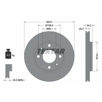 Disc frana TEXTAR 92043103