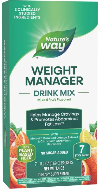 Weight Manager Drink Mix Formulă de control al greutății, gust de fructe, 7 pliculețe, Nature's Way
