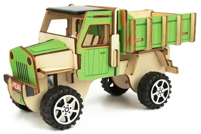 Tooky Toy - Set de camioane din lemn 3D DIY