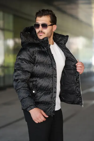 Geacă Puffer Fashion Premium – Black Monogram Gcbs1 (mărime: M)