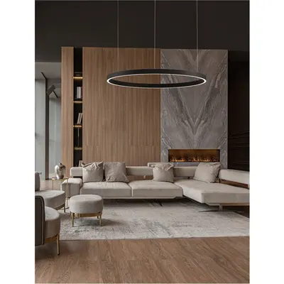 Lampa suspendata ELOWEN Nisipiu Negru Aluminum & Acrylic LED 106 Wat 230 Volt 4899Lm 3000K IP20 sus & jos Deschis