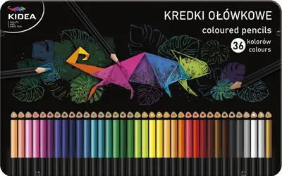 Creioane colorate Kidea - 36 culori, in cutie metalica