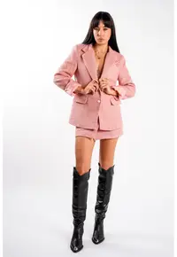 Fusta petrecuta din tweed Soft Pink