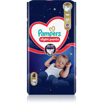 Pampers Night Pants Size 4 scutece de unică folosință tip chiloțel pentru noapte 9-15 kg 52 buc