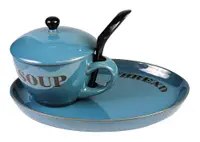 Bol pentru supa cu farfurie - Natural Colour Soup Bowl and Bread Plate