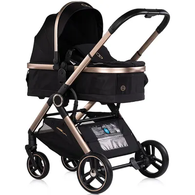 Carucior 3 in 1 pentru copii Chipolino Euphoria Noir cu suspensii, sezut reversibil, accesorii, greutate suportata 22 kg