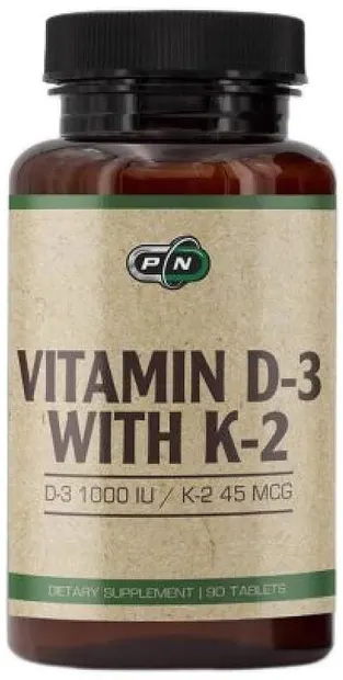 Pure Nutrition Vitamina D-3 cu K-2, 90 tablete masticabile
