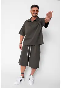 Set camasa si pantalon scurt Dark Green 21427 - Verde