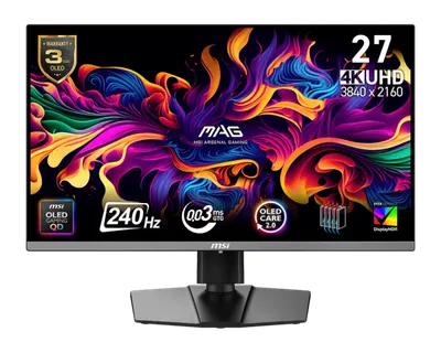 Monitor Consumer MSI MAG 272UP QD-OLED X24, 26.5", 3840 x 2160 pixeli, Black, 2 ani Garantie