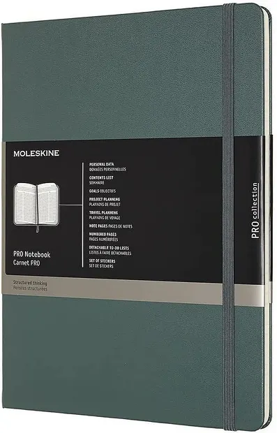 Agenda cu coperti tari Moleskine Pro Collection X-Large - Verde