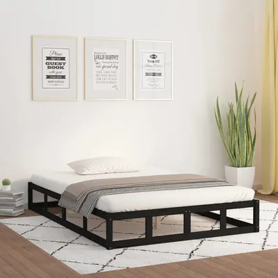 Gossi cadru de pat, negru, 140x190 cm, lemn masiv