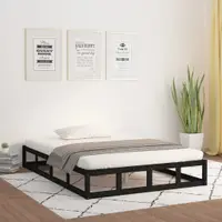 Gossi cadru de pat, negru, 140x190 cm, lemn masiv