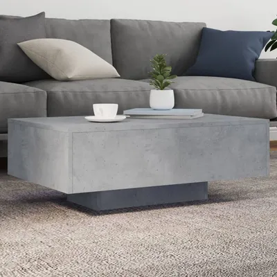 vidaXL Măsuță de cafea cu lumini LED, gri beton, 85x55x31 cm