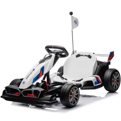 Kart electric cu functie Drift, BMW Motosport putere 500W, sasiu ajustabil, Alb
