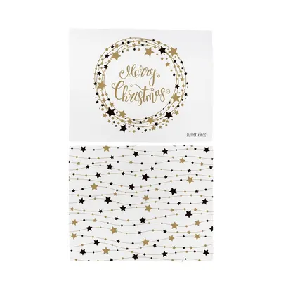 Set 2 șervețele din bumbac cu motive de Crăciun Butter Kings Stars Wreath, 45 x 35 cm