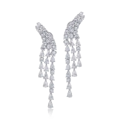 Cercei din aur alb cu diamante pear si round de 6.19ct
