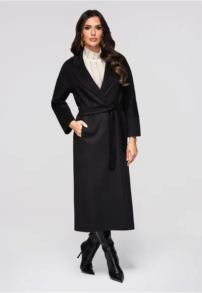 Palton lung elegant OW-COLC-0109 - Negru