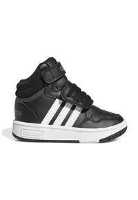Pantofi sport mid-high cu velcro Hoops - Alb/Negru stins