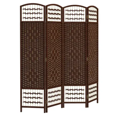 HOMCOM Paravan interior din lemn separator de cameră despărțitură pliabilă 4 panouri 160 x 170 cm maro | Aosom Romania
