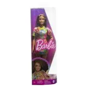 Papusa Barbie Fashionista satena cu rochie cu imprimeu good vibes