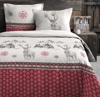 Set de pat STOF – Bauges Red, 3 piese, 100% bumbac, 260x240cm