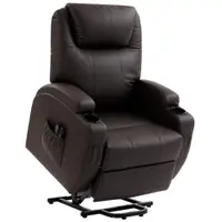 HOMCOM Fotoliu cu funcție de ridicare, fotoliu relax cu asistență la ridicare, incl. telecomandă, suport pahare, spătar reglabil, Maro | Aosom Romania