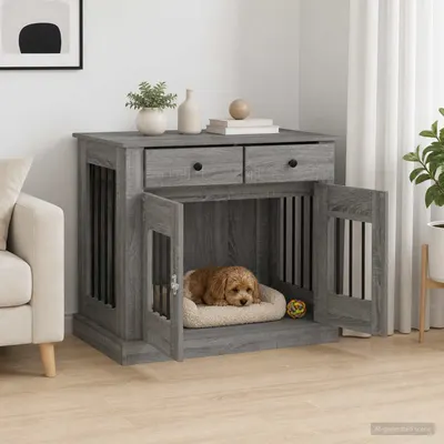 vidaXL Mobilă pentru cușcă de câine Sonoma gri 90 x 47,5 x 80 cm