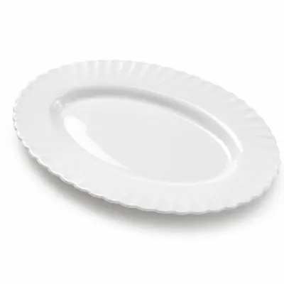 Platou Oval 2/set, din Opal 36cm, Model cu Margine Ondulată Engros